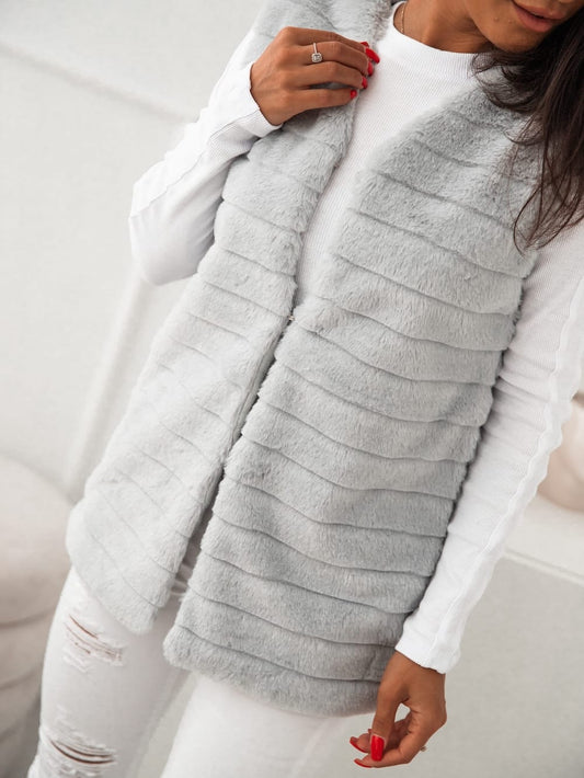 Women's fur vest, light gray 02114