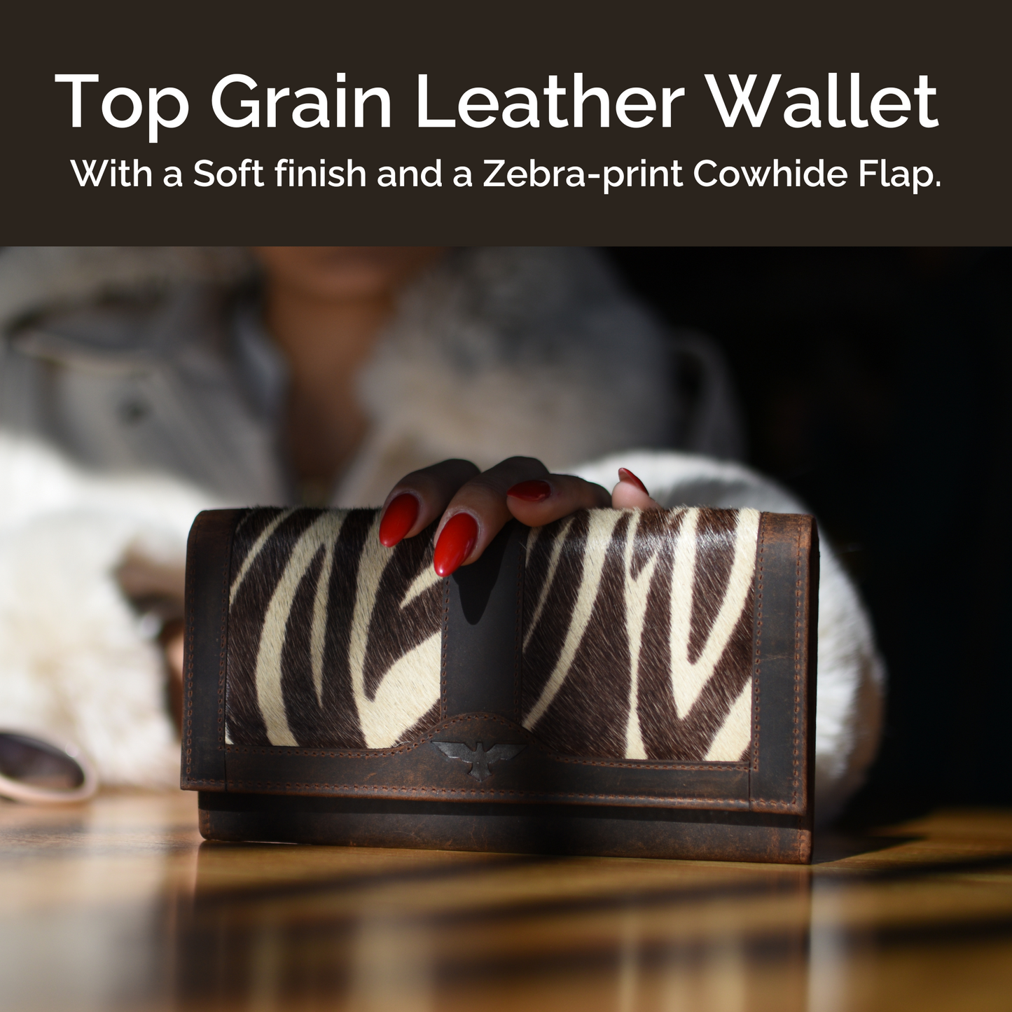 Cartera de Cuero con Solapa Animal Print y Compartimentos – IULIUS