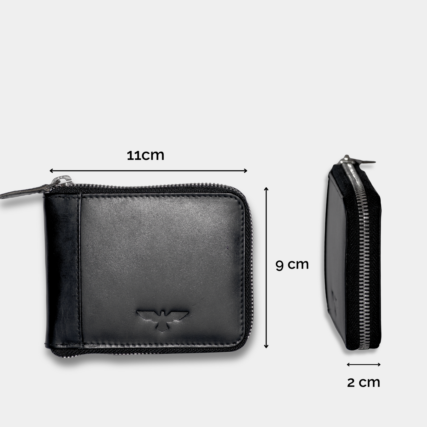 Cartera Zipper de Cuero Negro – Estilo Minimalista – IULIUS