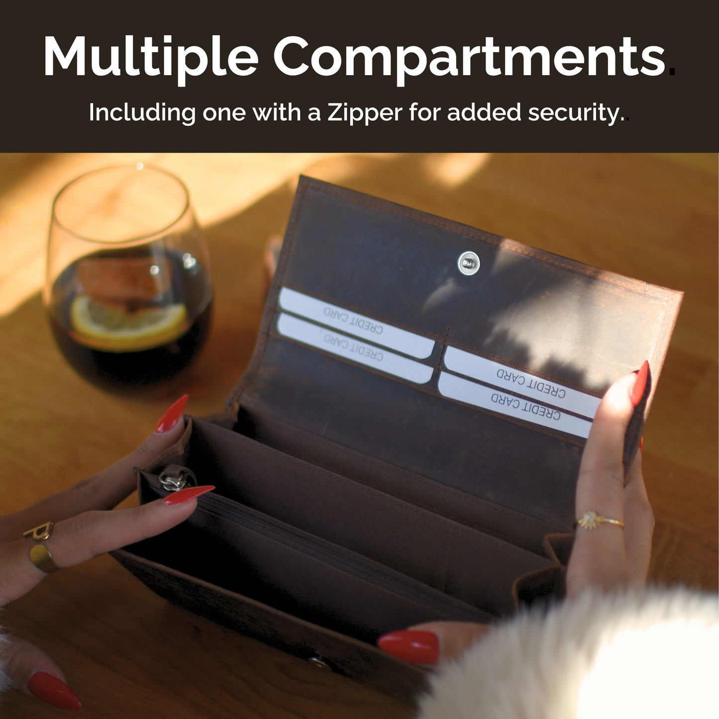 Cartera de Cuero con Solapa Animal Print y Compartimentos – IULIUS