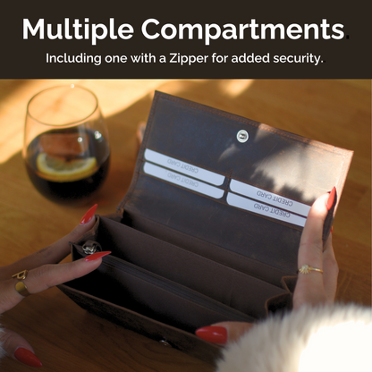 Cartera de Cuero con Solapa Animal Print y Compartimentos – IULIUS