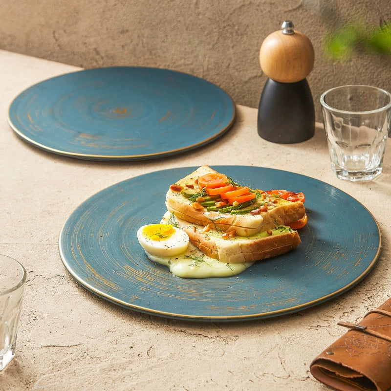 Brushed Texture Round Ceramic Dinner Plate 10" / 12"  – Minimalist Mat