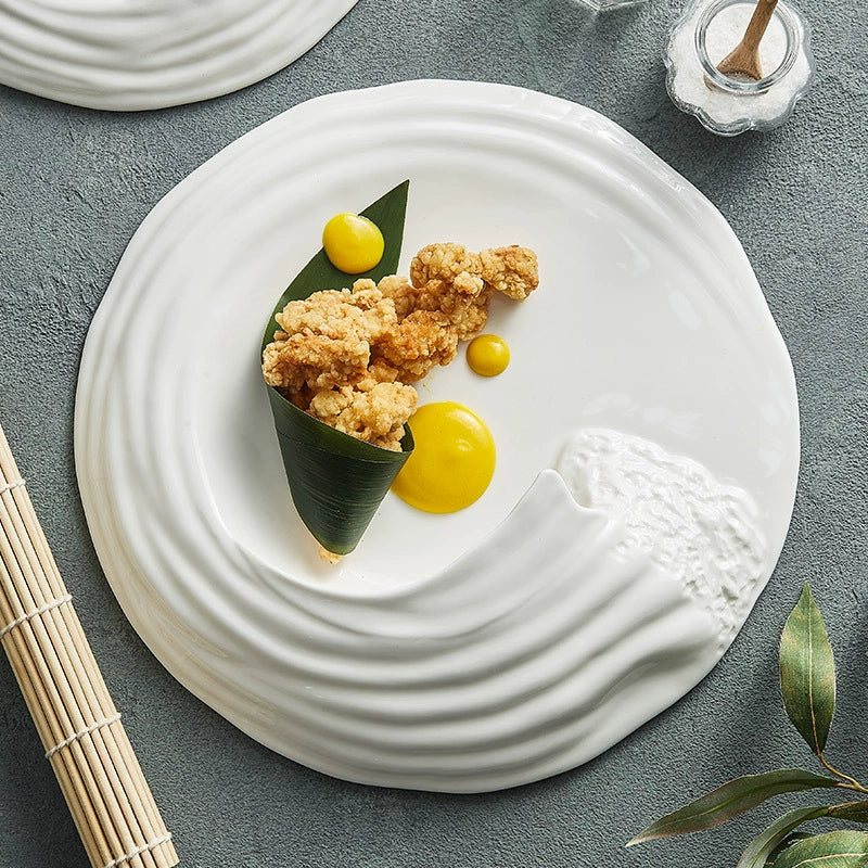 Wave Artistic Conception Fusion Dish Tableware Ceramic Western‑Style