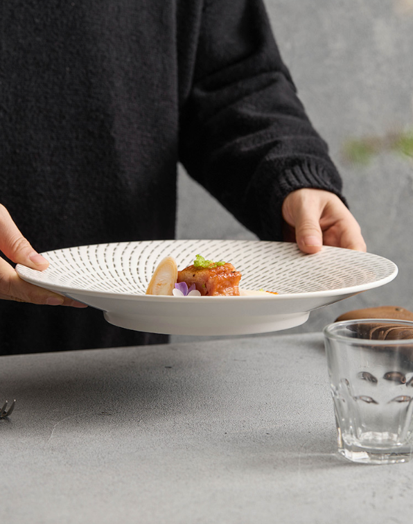 Meteor Shower Pattern Ceramic Plate – Elegant Round Pasta or Dinner Di