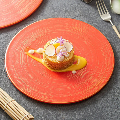 Brushed Texture Round Ceramic Dinner Plate 10" / 12"  – Minimalist Mat