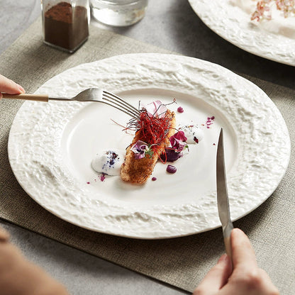 Creative Textured Ceramic Plate with Stone-Edge Design – Available in