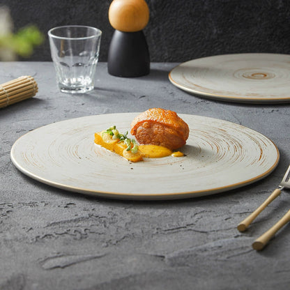 Brushed Texture Round Ceramic Dinner Plate 10" / 12"  – Minimalist Mat