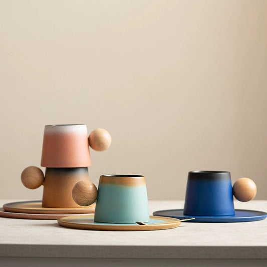 Ceramic Coffee Cup & Saucer Set – Elegant Afternoon Tea Mug Gift Set