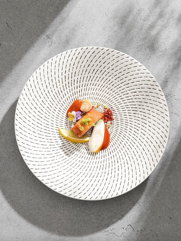 Meteor Shower Pattern Ceramic Plate – Elegant Round Pasta or Dinner Di