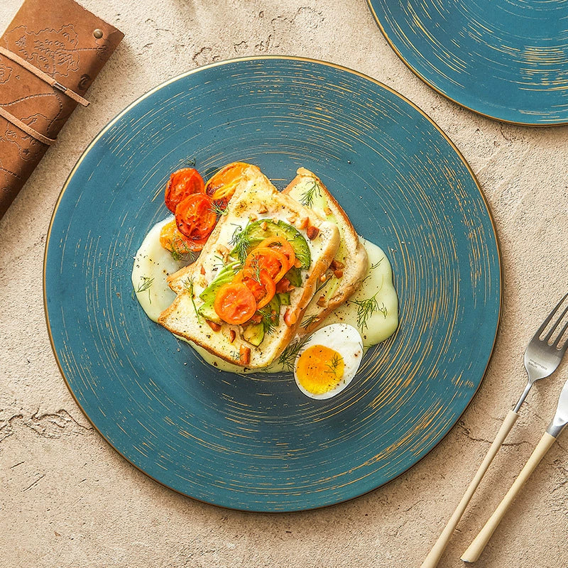 Brushed Texture Round Ceramic Dinner Plate 10" / 12"  – Minimalist Mat