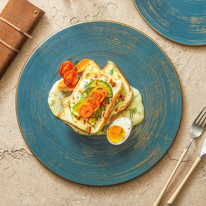 Brushed Texture Round Ceramic Dinner Plate 10" / 12"  – Minimalist Mat