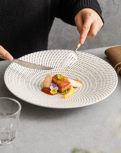 Meteor Shower Pattern Ceramic Plate – Elegant Round Pasta or Dinner Di