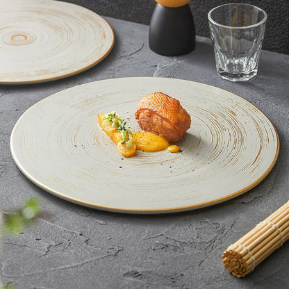 Brushed Texture Round Ceramic Dinner Plate 10" / 12"  – Minimalist Mat