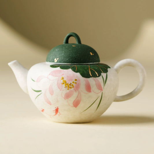 Handmade Ceramic Teapot with Lotus Design – 120ml Traditional Chinese
