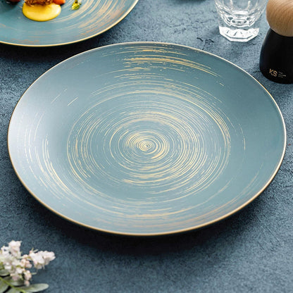 Matte Glazed Ceramic Dinner Plate with Gold Detailing – Available in T