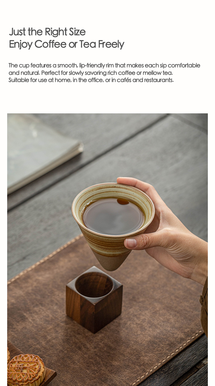 Handmade Cone Ceramic Mug with Smooth Rim – Ideal for Coffee or Tea