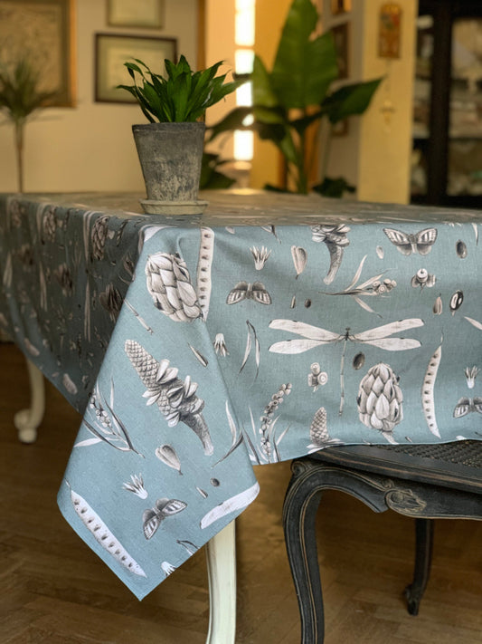 Rectangular Tablecloth, 100% Cotton, Printed | Seeds Aqua