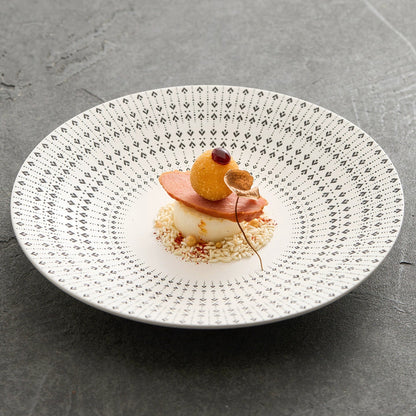 White Glazed Ceramic Dinner Plate – Heart Pattern Design, Available in