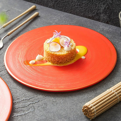 Brushed Texture Round Ceramic Dinner Plate 10" / 12"  – Minimalist Mat