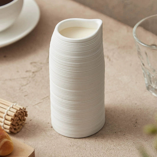 Minimalist Textured Ceramic Cup – 245ml White Modern Drinkware