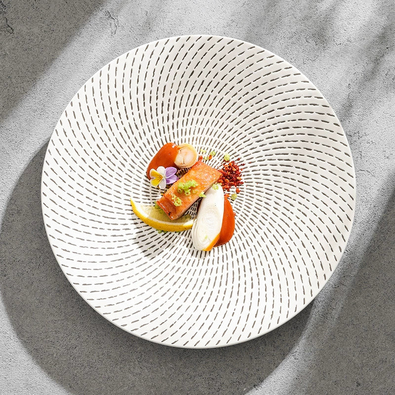 Meteor Shower Pattern Ceramic Plate – Elegant Round Pasta or Dinner Di