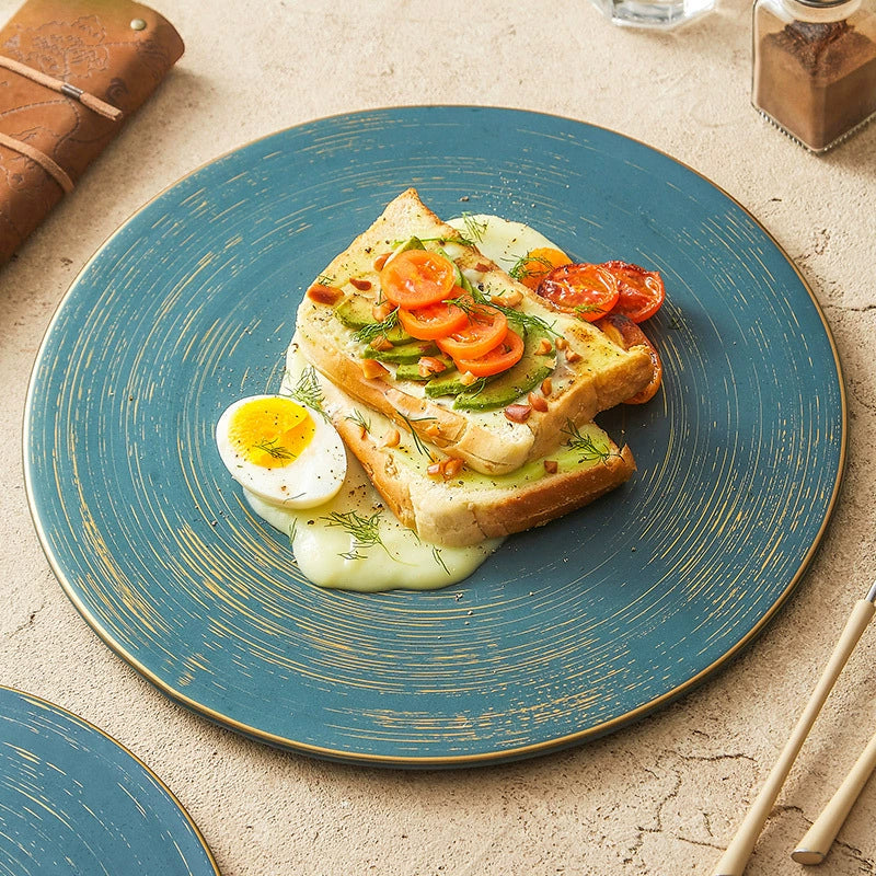 Brushed Texture Round Ceramic Dinner Plate 10" / 12"  – Minimalist Mat