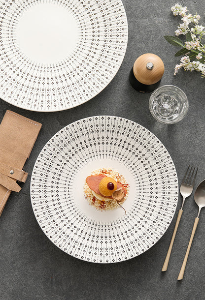 White Glazed Ceramic Dinner Plate – Heart Pattern Design, Available in