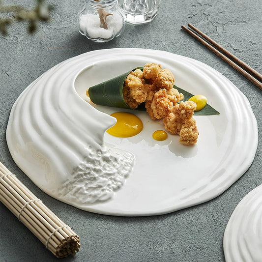 Wave Artistic Conception Fusion Dish Tableware Ceramic Western‑Style