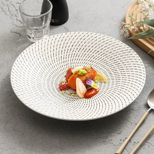 Meteor Shower Pattern Ceramic Plate – Elegant Round Pasta or Dinner Di